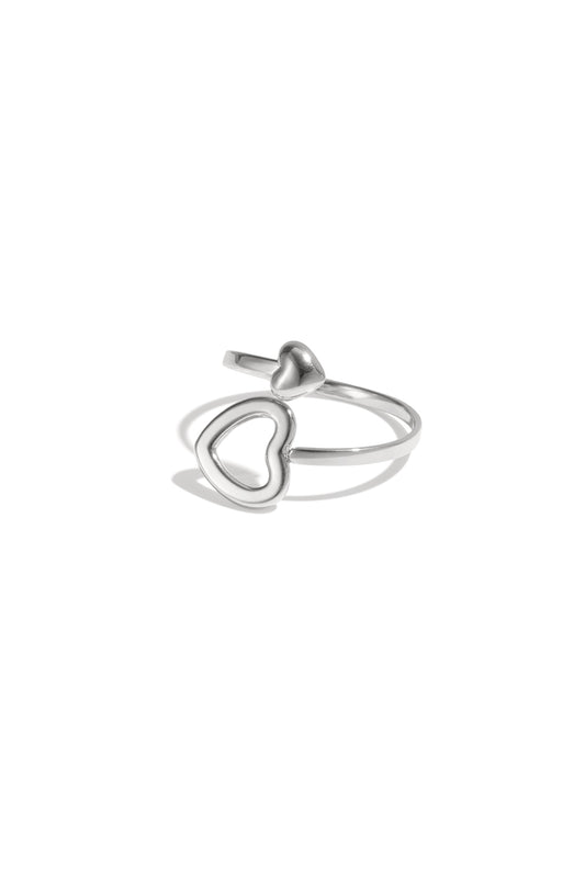 Ring with open and closed heart